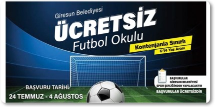 06-14 Yaş Arası Ücretsiz Futbol Okulu Açılıyor